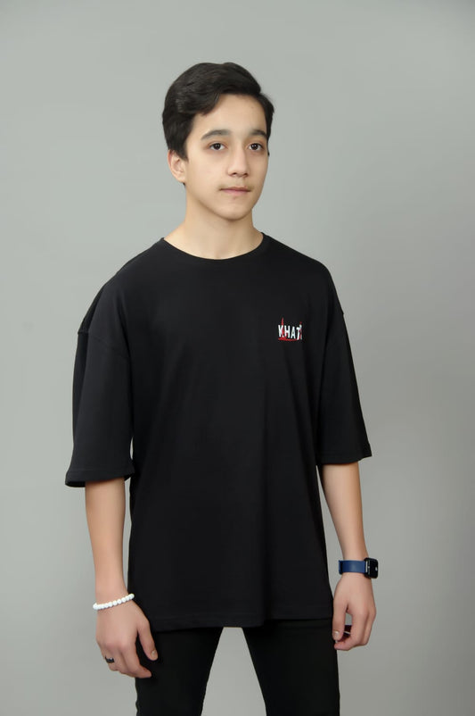 Drop shoulder T- Shirt | Char Coal Black |